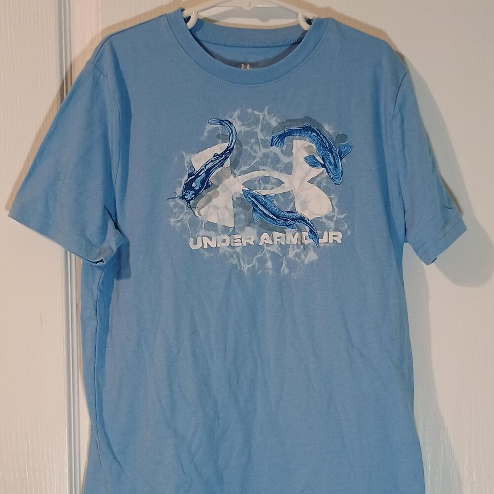 Under Armour/Graphic Tee/Boys YM/Light Blue Fish Icon